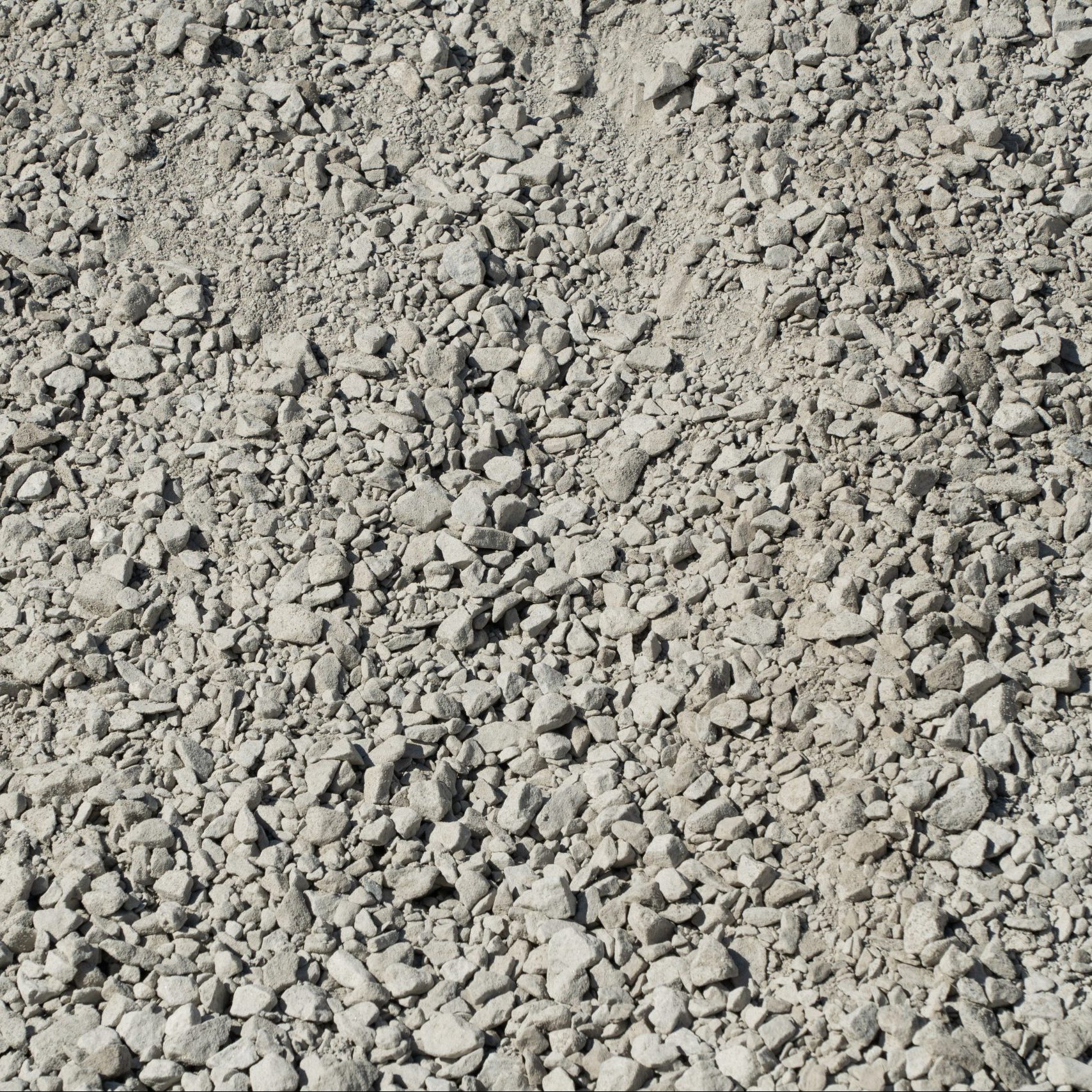 A mix of three-quarter inch crushed stone and gravel
